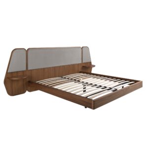 Cama nogal y tela color gris Angel Cerdá