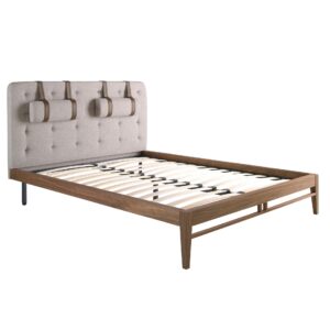 Cama capitoné tela color gris Angel Cerdá