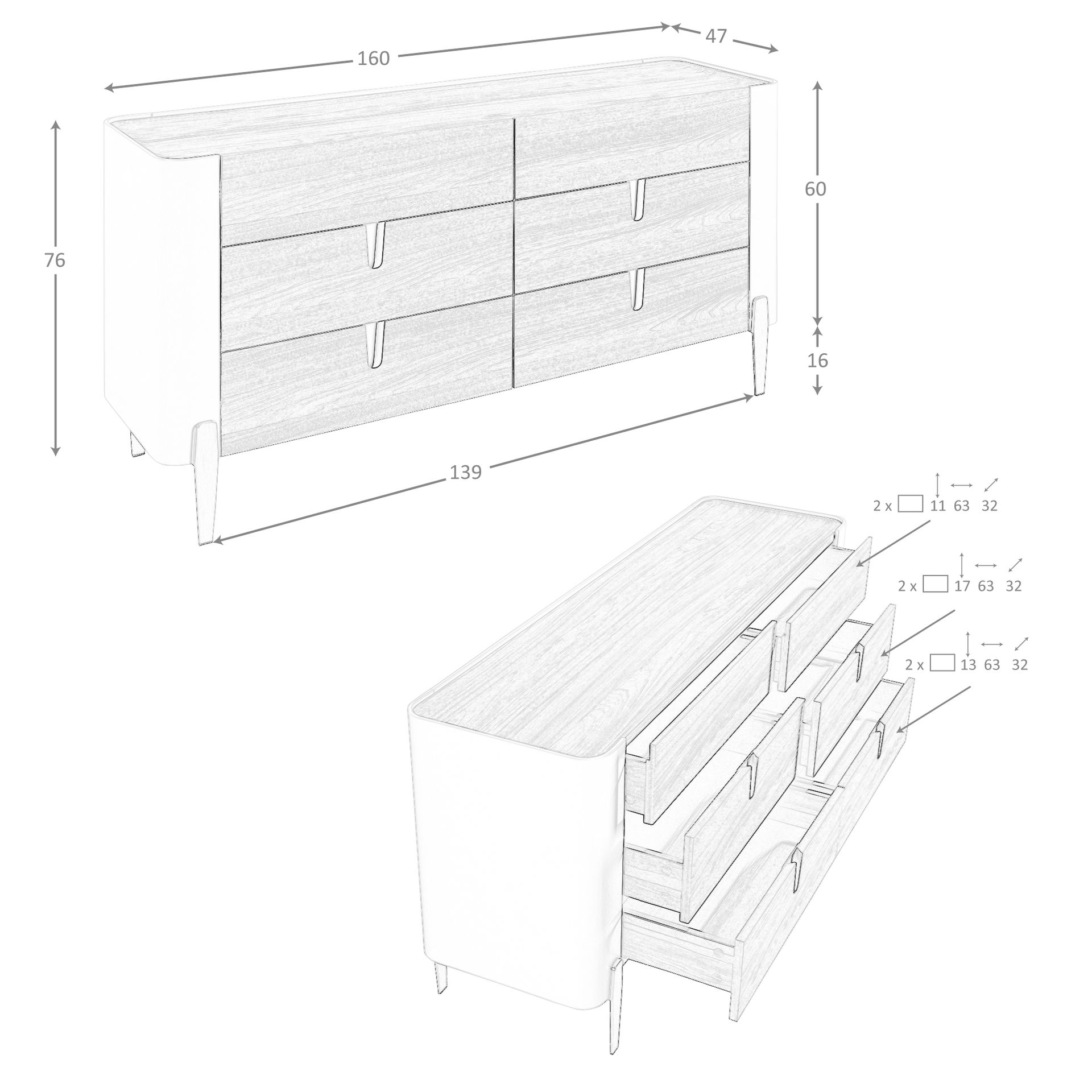 Cómoda nogal, beige, acero pulido dorado y tapa de nogal - Imagen 8