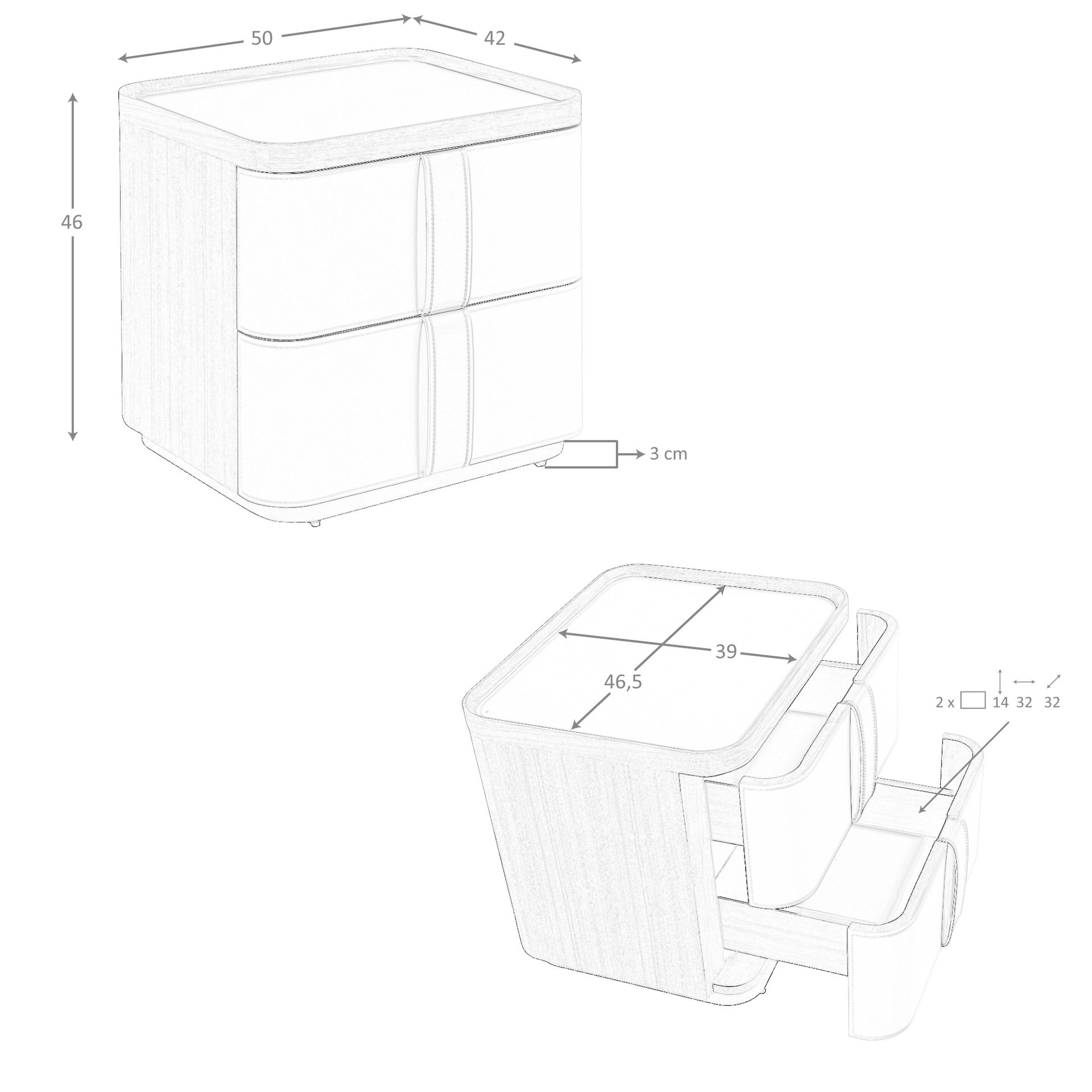 Mesita de noche polipiel, nogal y base acero pulido - Imagen 9
