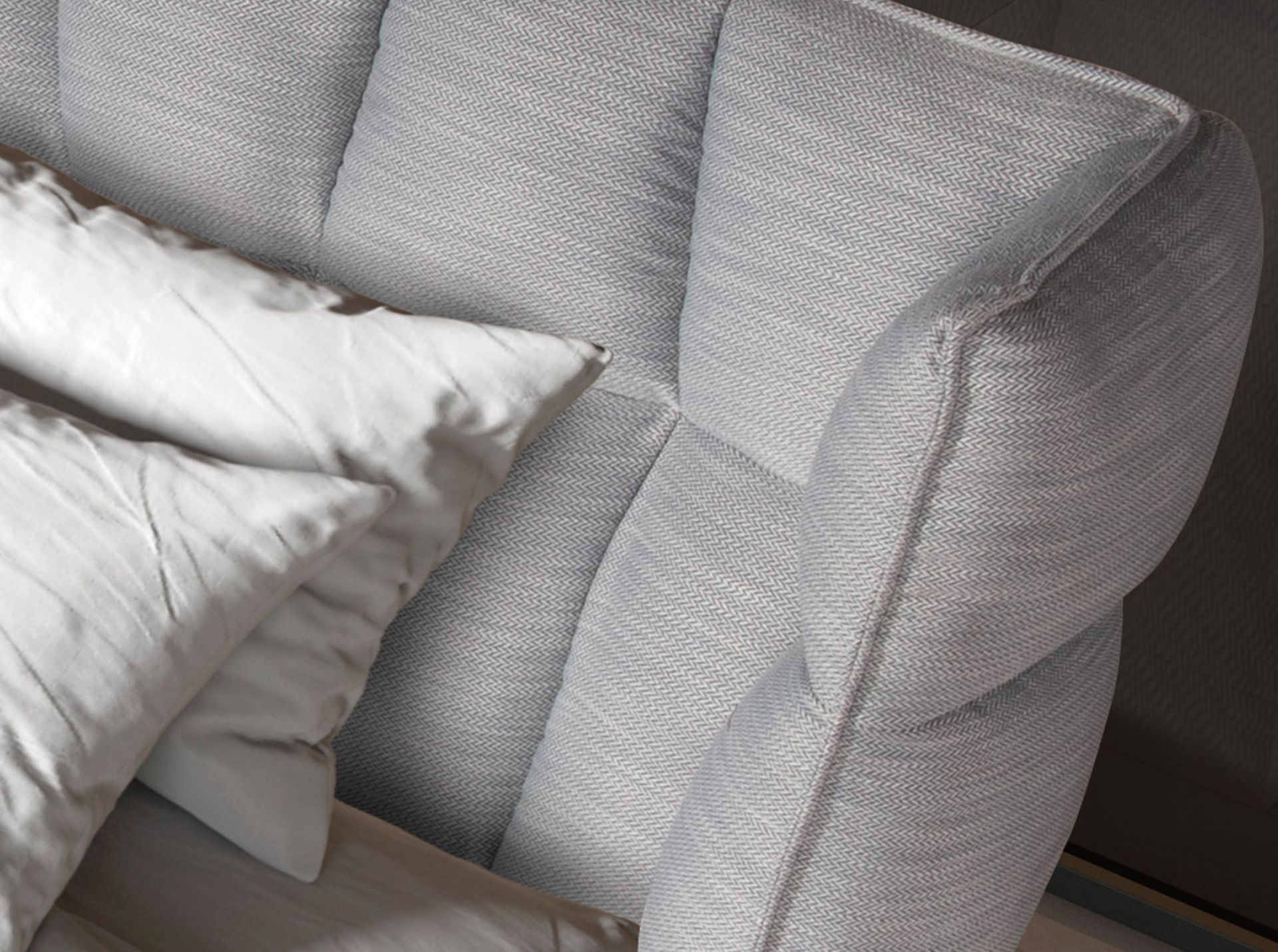 Cama tela color gris azulado claro - Imagen 7