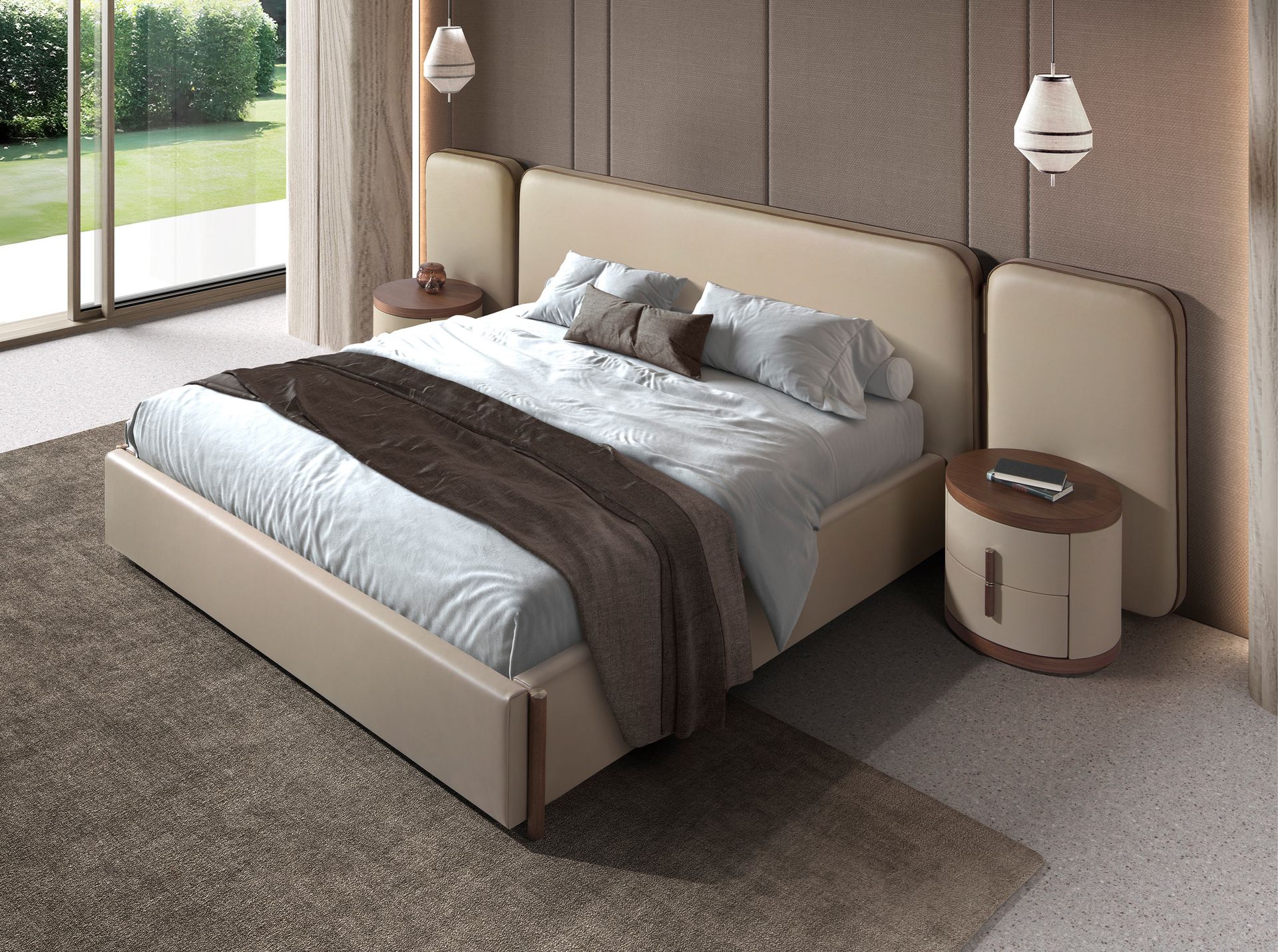 Mesita de noche polipiel y nogal - Imagen 4