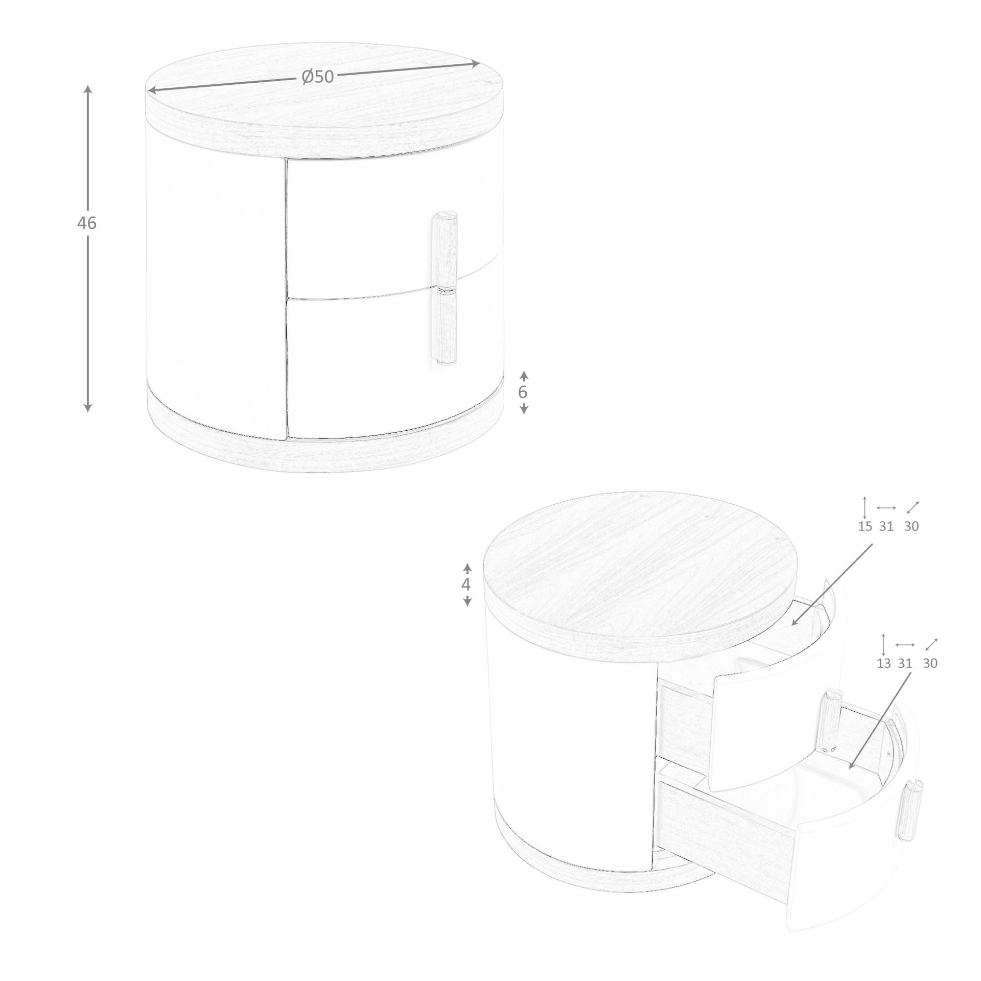 Mesita de noche polipiel y nogal - Imagen 8