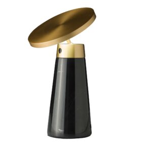 Lámpara de sobremesa mármol negro y acero dorado Angel Cerdá