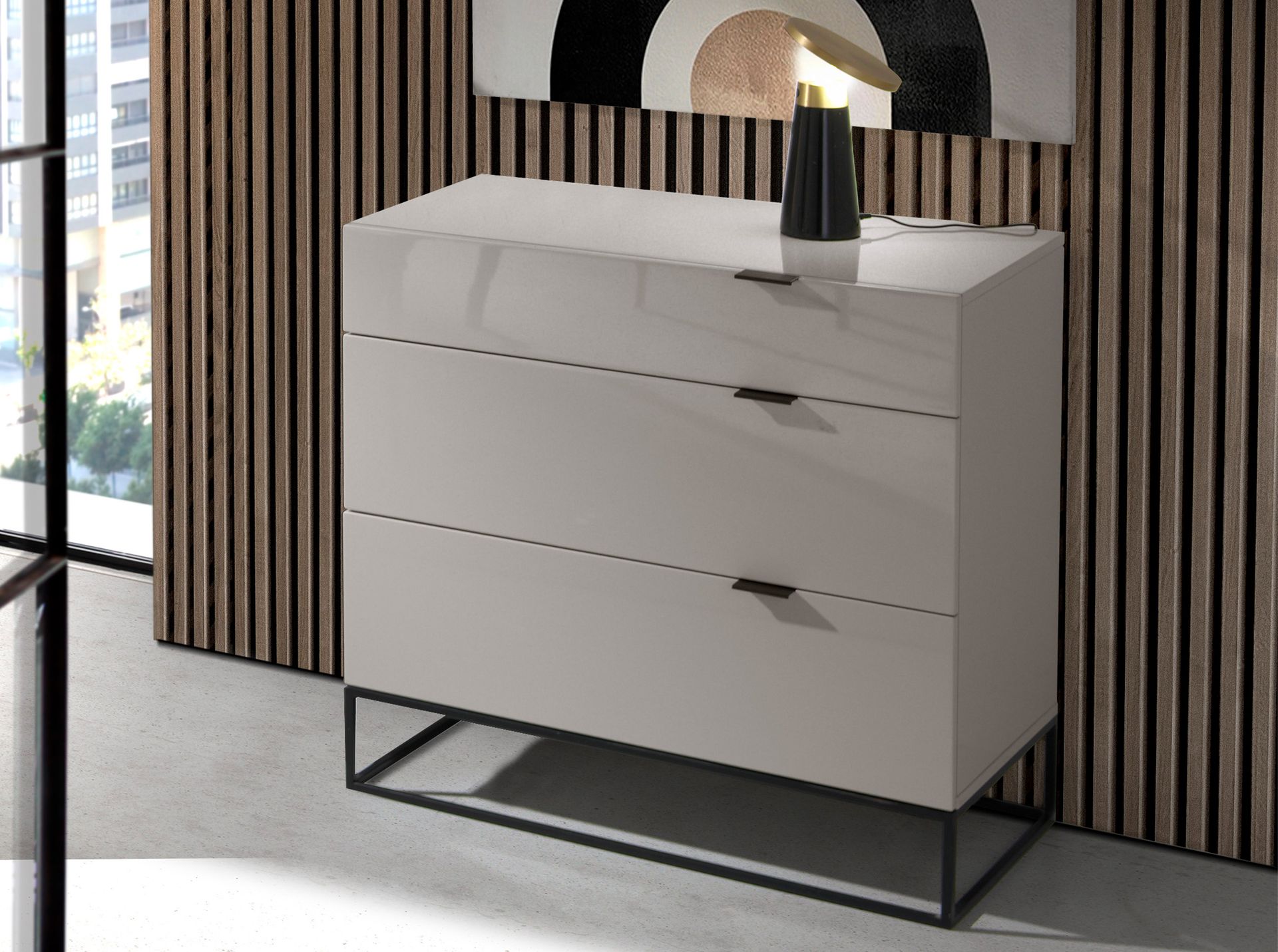 Lámpara de sobremesa mármol negro y acero dorado - Imagen 5