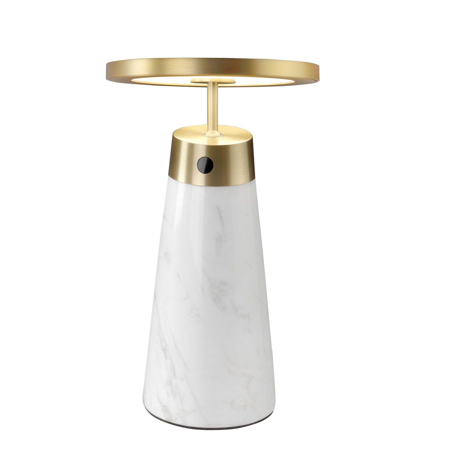 Lámpara de sobremesa mármol blanco y acero dorado - Imagen 2