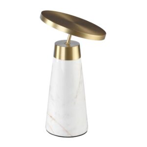 Lámpara de sobremesa mármol blanco y acero dorado Angel Cerdá