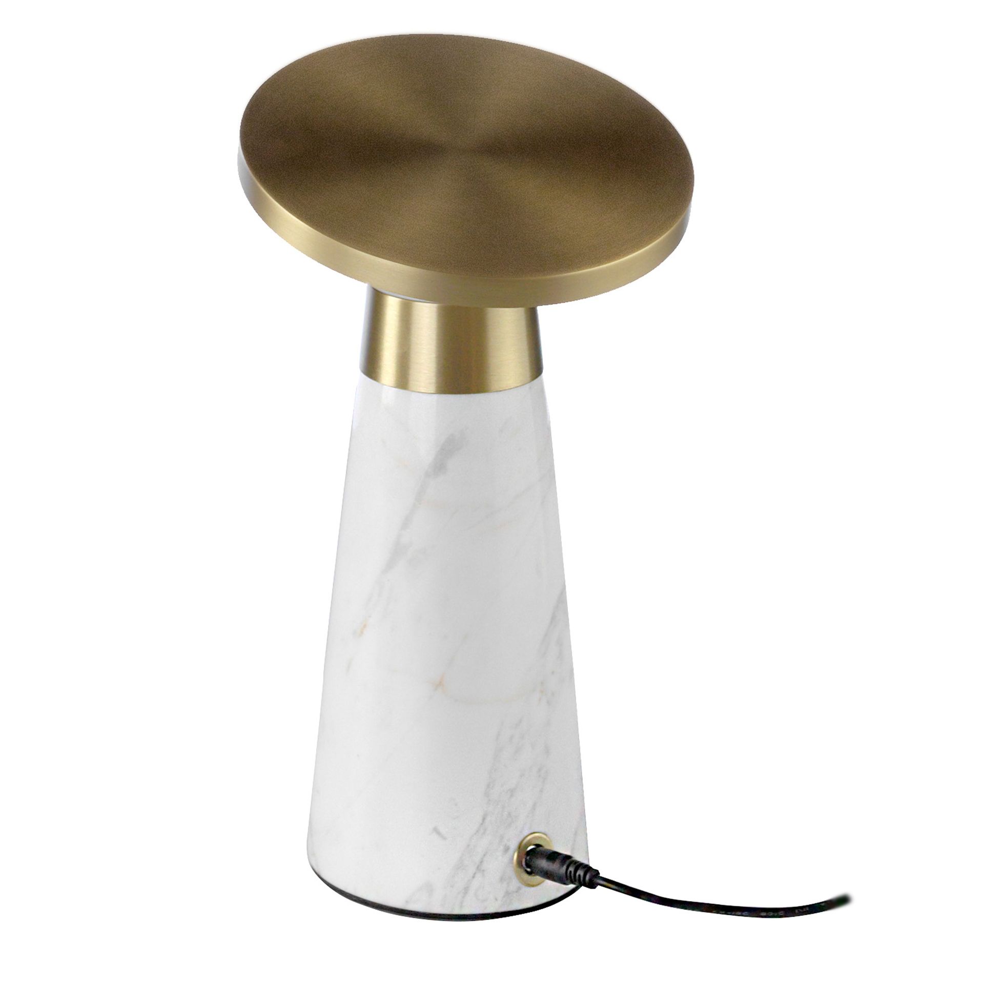 Lámpara de sobremesa mármol blanco y acero dorado - Imagen 6