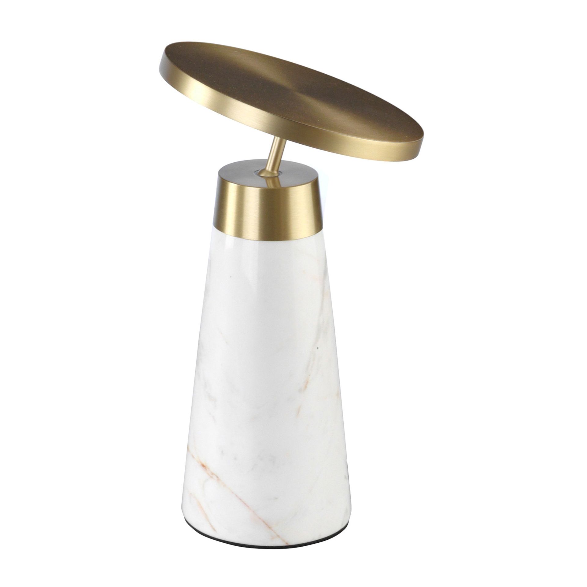 Lámpara de sobremesa mármol blanco y acero dorado Angel Cerdá
