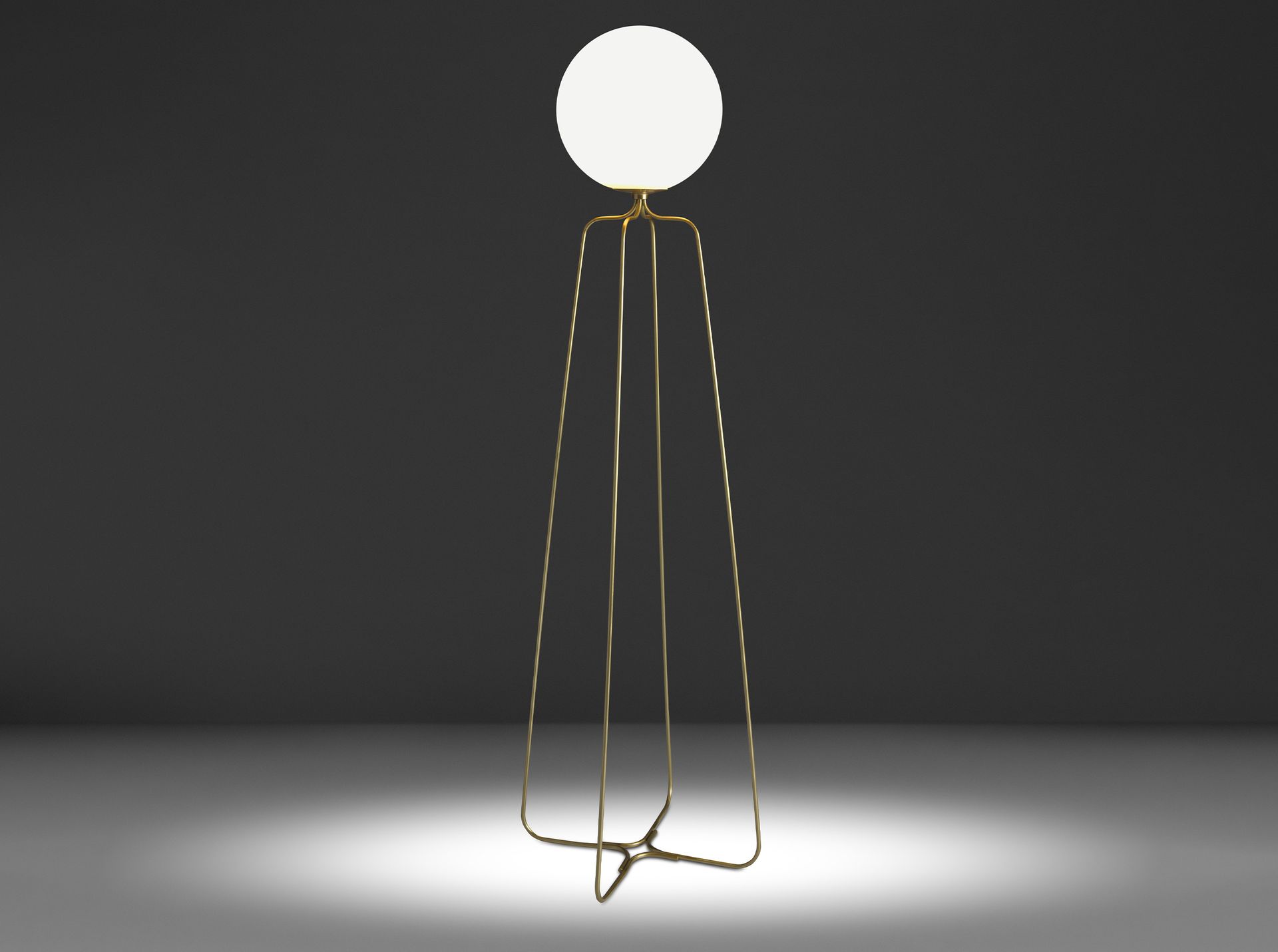 Lámpara de pie acero dorado y cristal blanco - Imagen 5