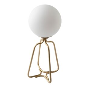 Lámpara de sobremesa acero dorado y cristal blanco Angel Cerdá