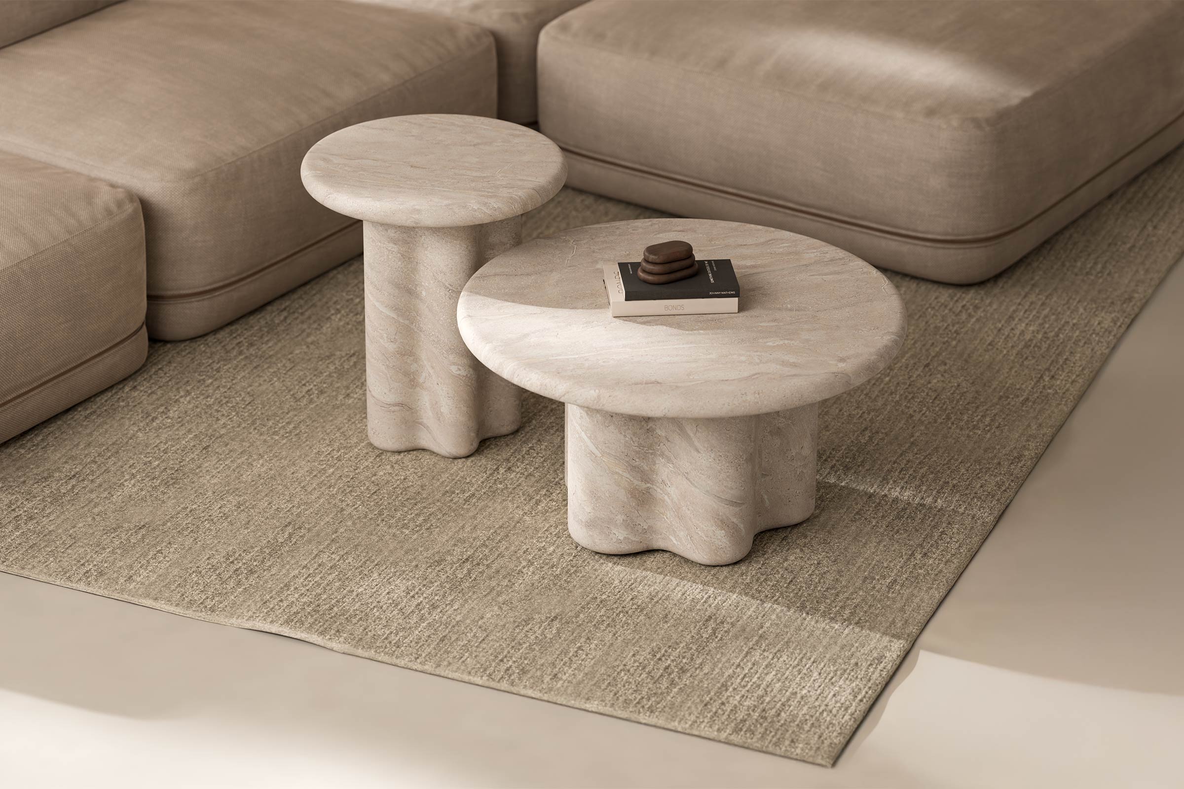 MESA CENTRO EMERIC MARMOL TRAVERTINO Somcasa