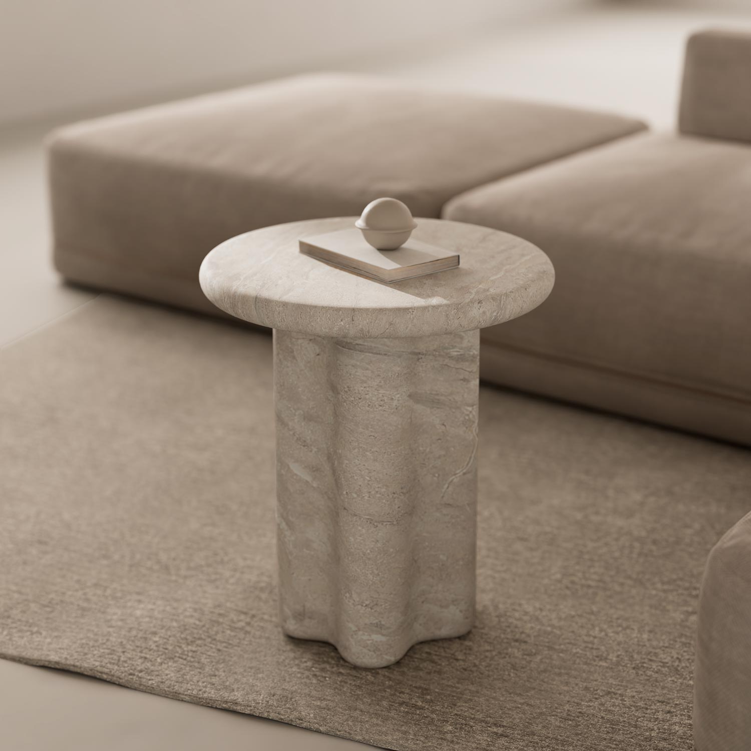 MESA CENTRO EMERIC MARMOL TRAVERTINO - Imagen 2