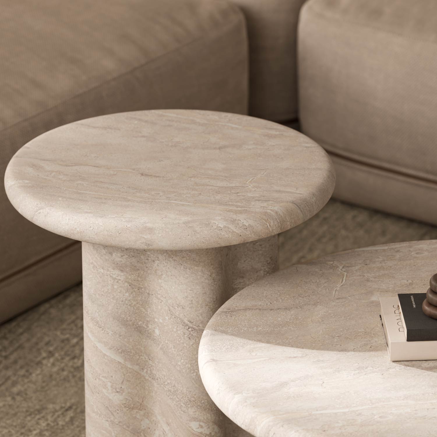 MESA CENTRO EMERIC MARMOL TRAVERTINO - Imagen 6