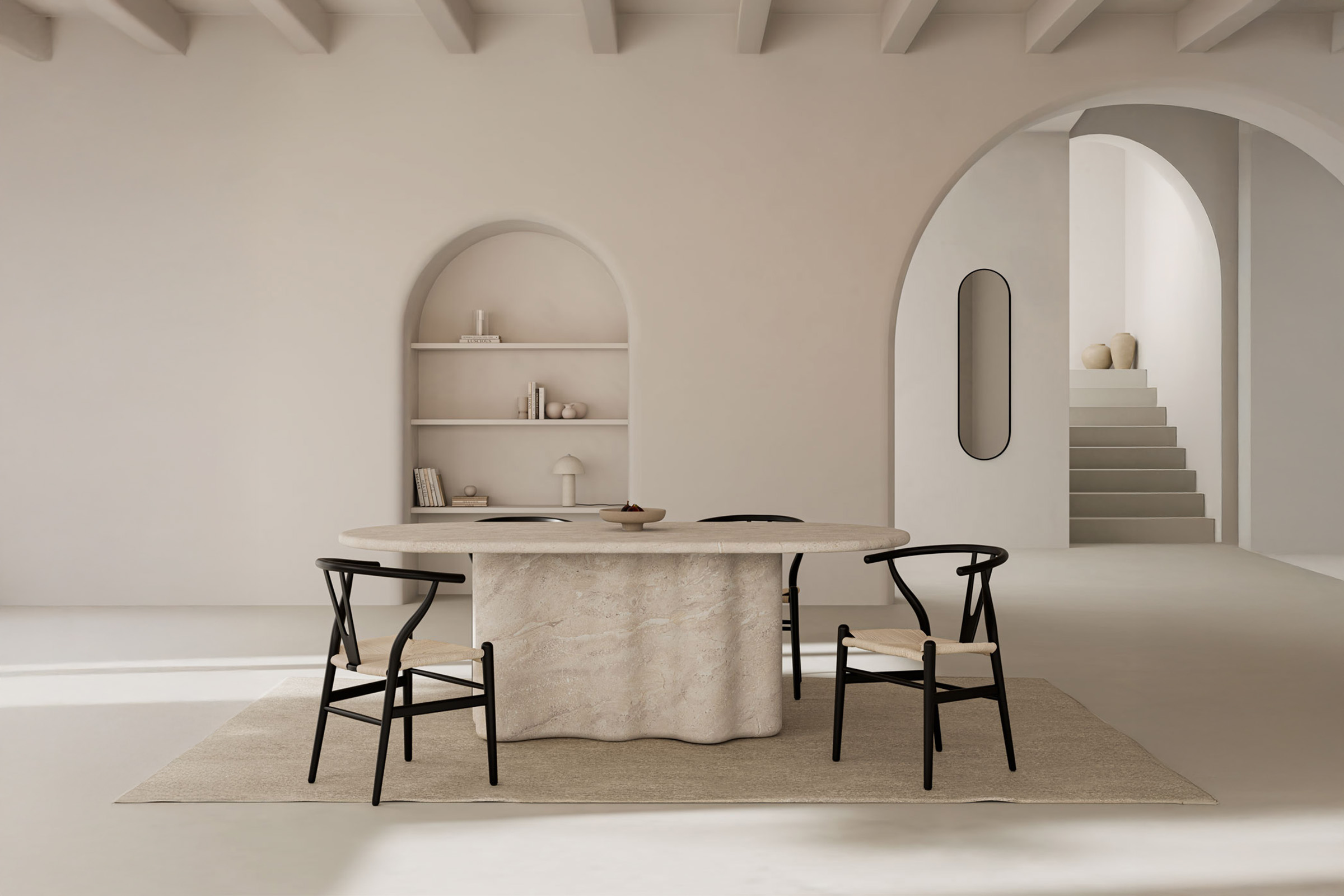 MESA LORRAINE 220 MARMOL TRAVERTINO Somcasa