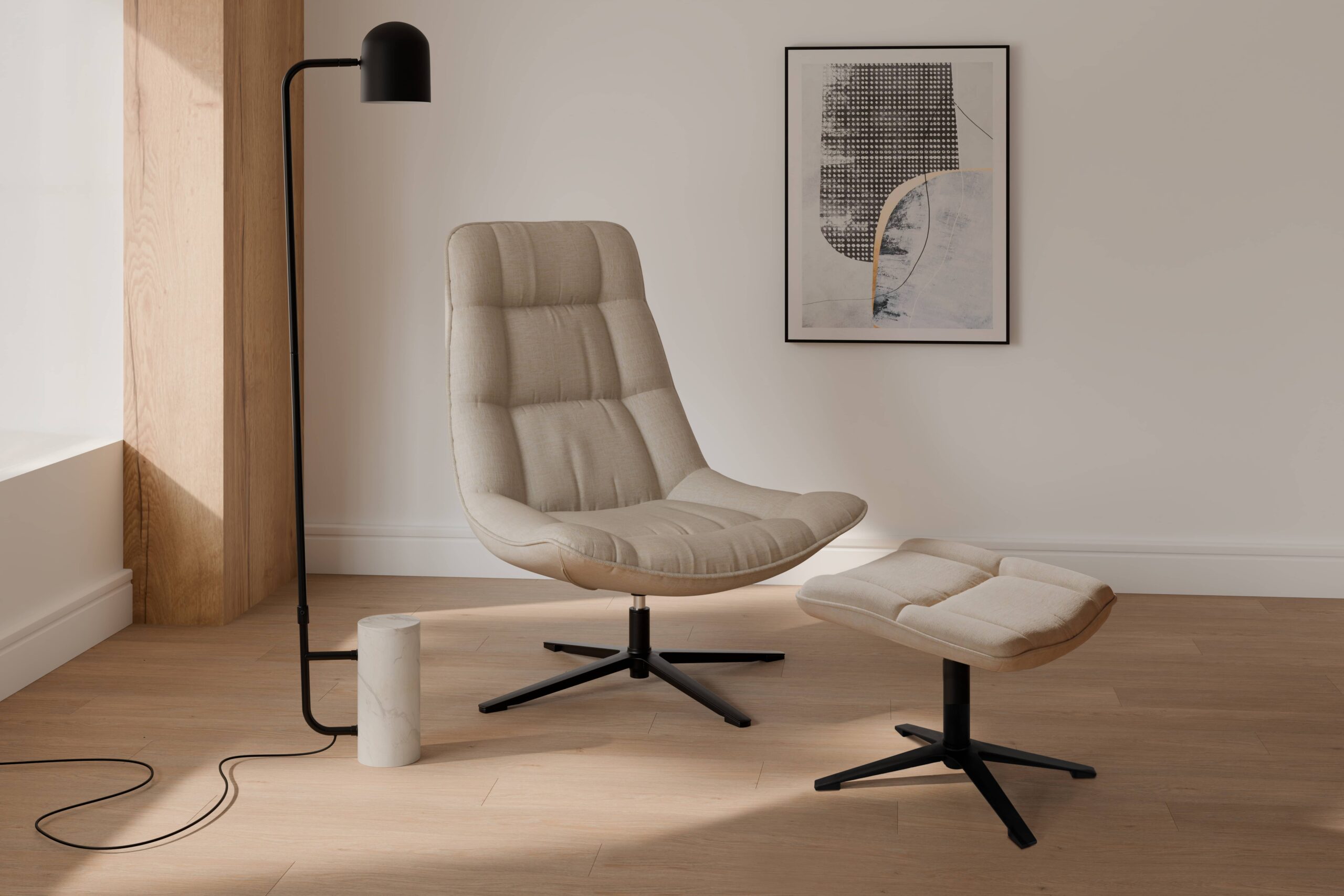 LAMPARA SUELO BEJIS NEGRO Somcasa