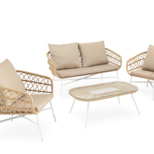 SET PERUGIA SOFA+SILLONES+MESA CENTRO BLANCO Somcasa