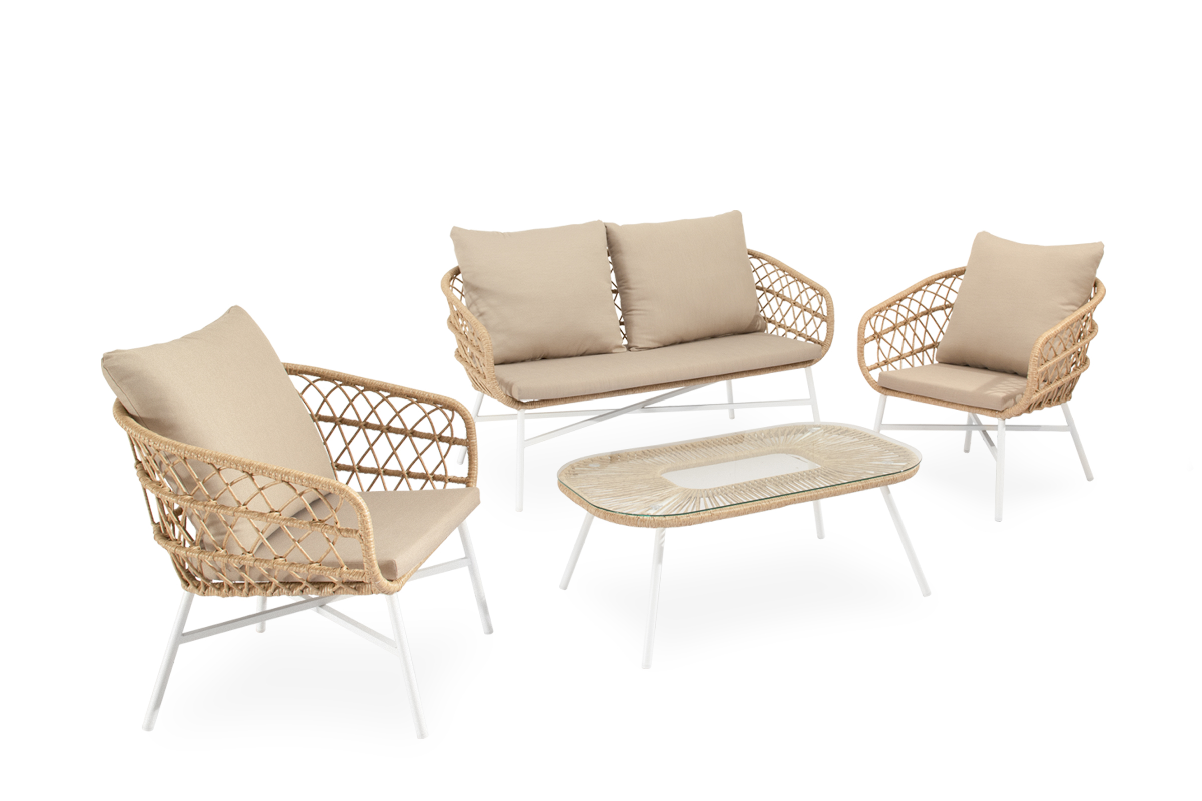 SET PERUGIA SOFA+SILLONES+MESA CENTRO BLANCO Somcasa