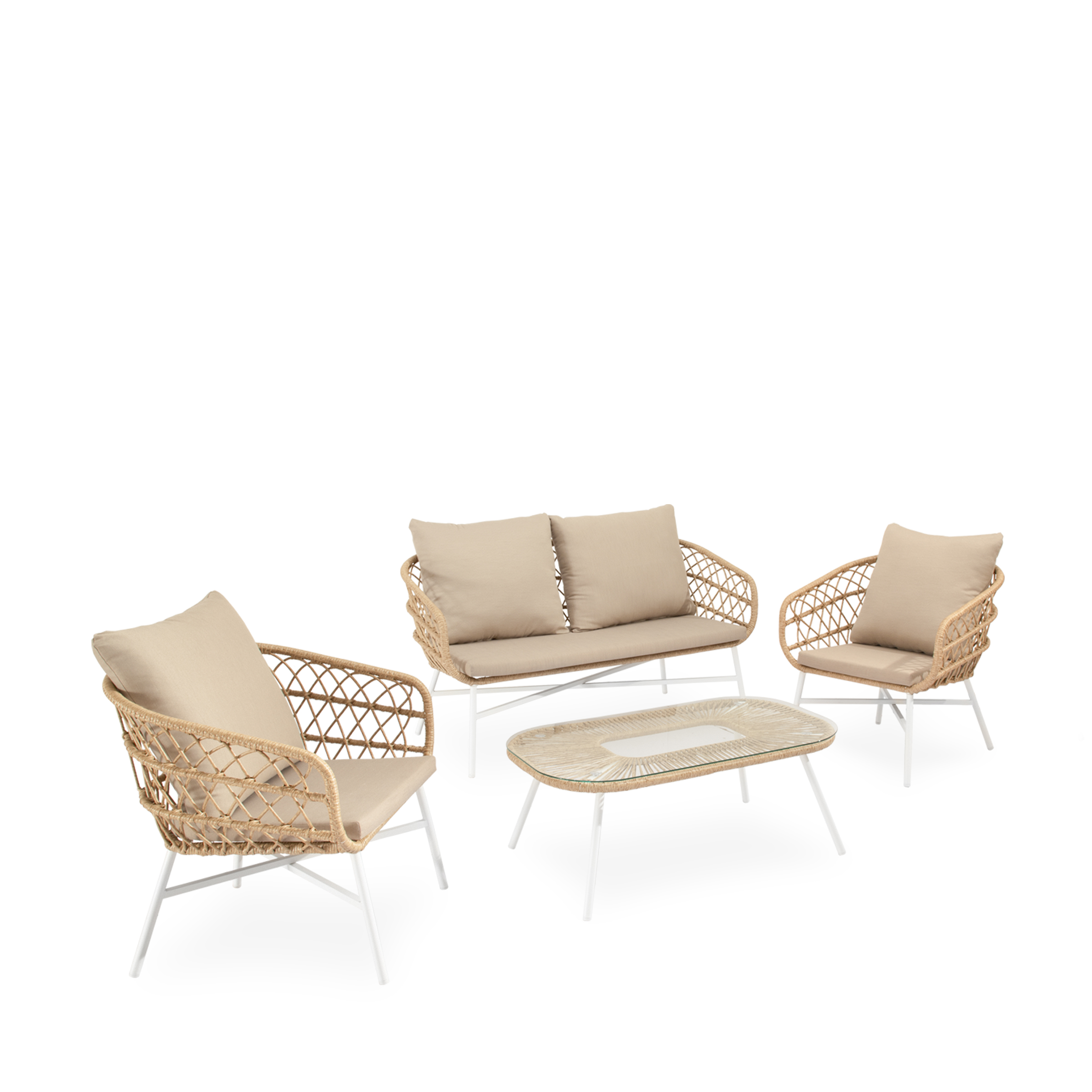 SET PERUGIA SOFA+SILLONES+MESA CENTRO BLANCO - Imagen 8