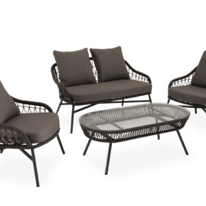 SET SALONICA SOFA+SILLONES+MESA CENTRO GRIS Somcasa