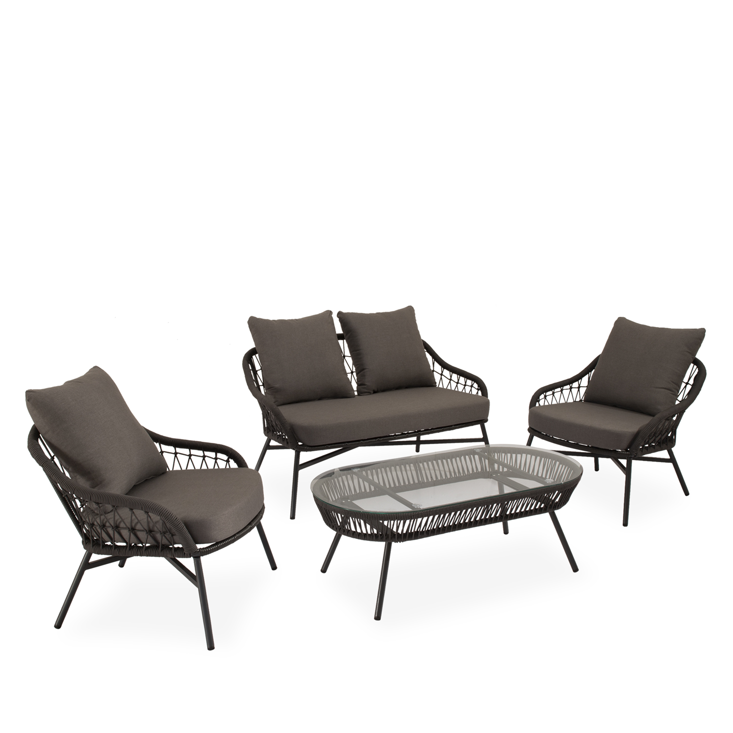SET SALONICA SOFA+SILLONES+MESA CENTRO GRIS - Imagen 8