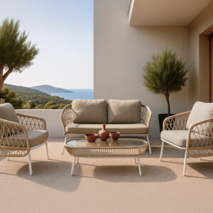 SET  ODESA SOFA+SILLONES+MESA CENTRO BLANCO Somcasa