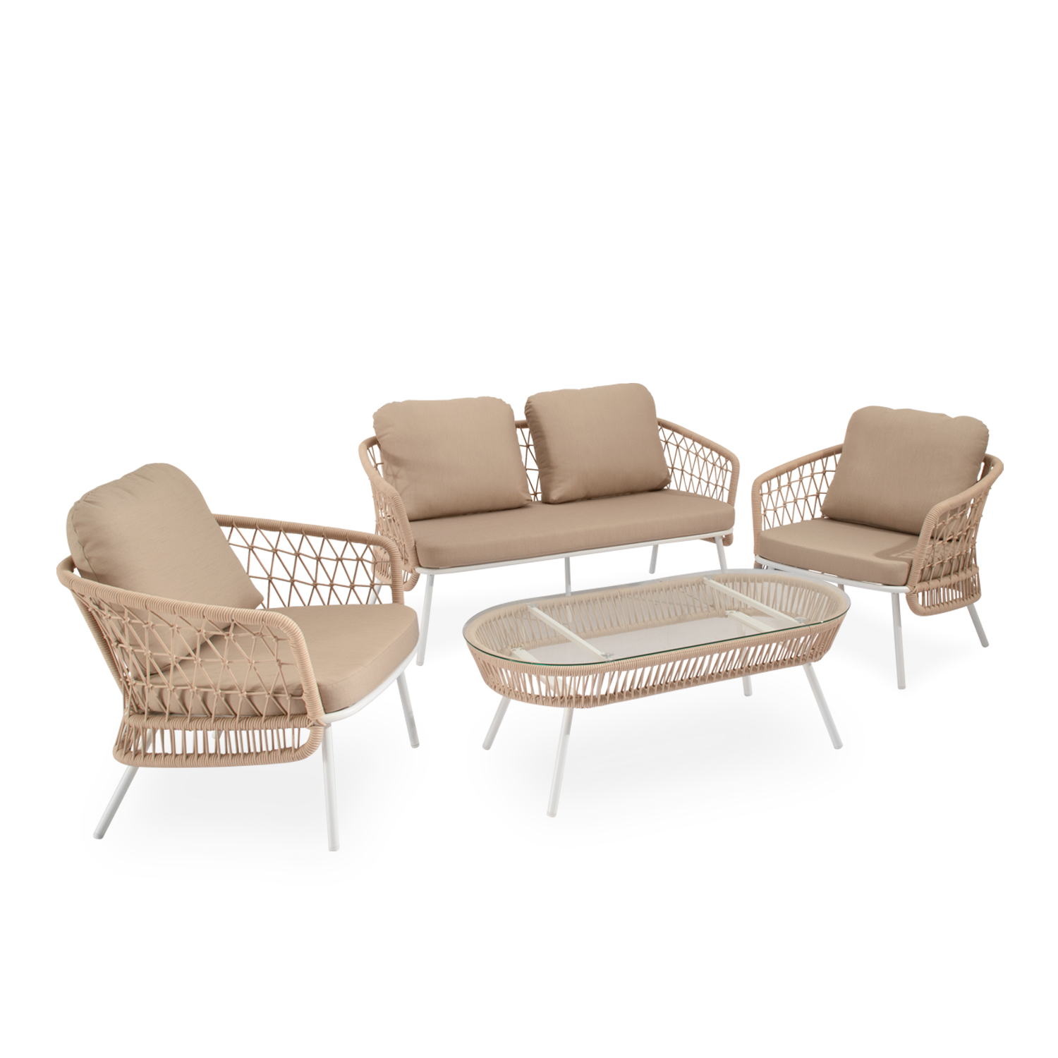 SET ODESA SOFA+SILLONES+MESA CENTRO BLANCO - Imagen 8