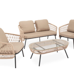 SET  ODESA SOFA+SILLONES+MESA CENTRO NEGRO Somcasa