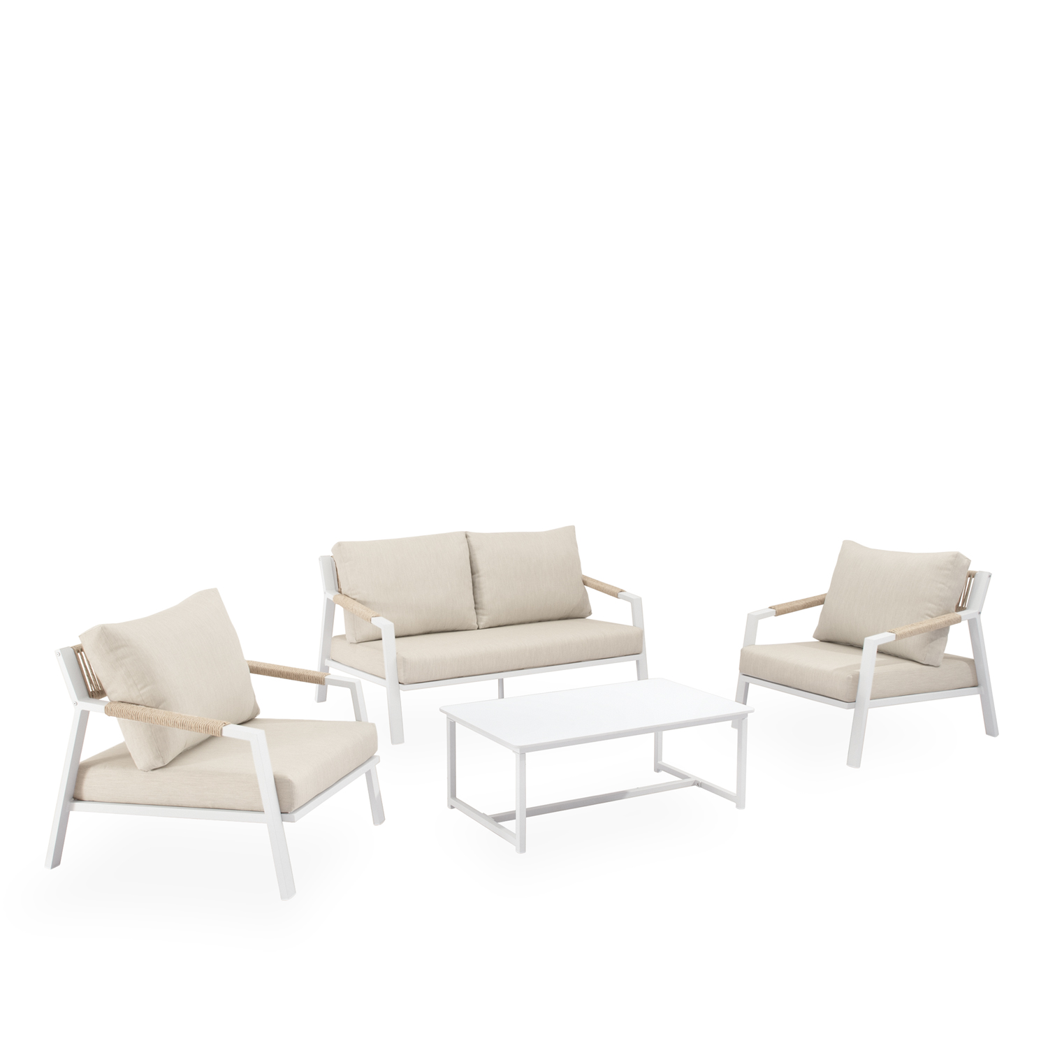 SET MUSCAT SOFA+SILLONES+MESA CENTRO BLANCO - Imagen 8