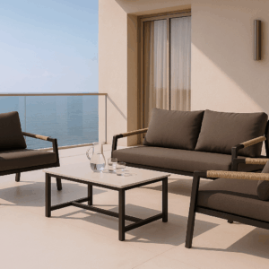 SET MUSCAT SOFA+SILLONES+MESA CENTRO NEGRO Somcasa