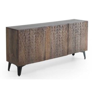 APARADOR 3 PUERTAS MADERA DE MANGO IMITACION PIEL CAIMAN BRONZE Gabar