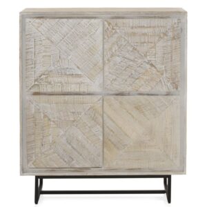 APARADOR ALTO 4 PUERTAS DE MADERA DE MANGO EN COLOR BLANCO PATIN Gabar