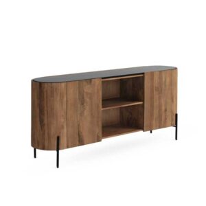 APARADOR CON FORMA ELIPTICA 2 PUERTAS MADERA MACIZA DE MANGO CON Gabar