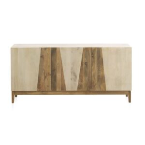 APARADOR EN MANGO COLOR BLANCO PATINADO CON PATAS DE MADERA DE M  Gabar