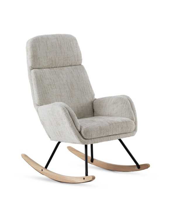 BALANCIN TAPIZADO EN CHENILLA BLANCO PATAS METALICAS Y PATIN MAD - Imagen 2