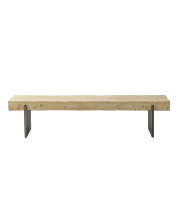 BANCO CHAPADO EN ABETO CON PATAS LACADAS EN COLOR METALICO - Imagen 2