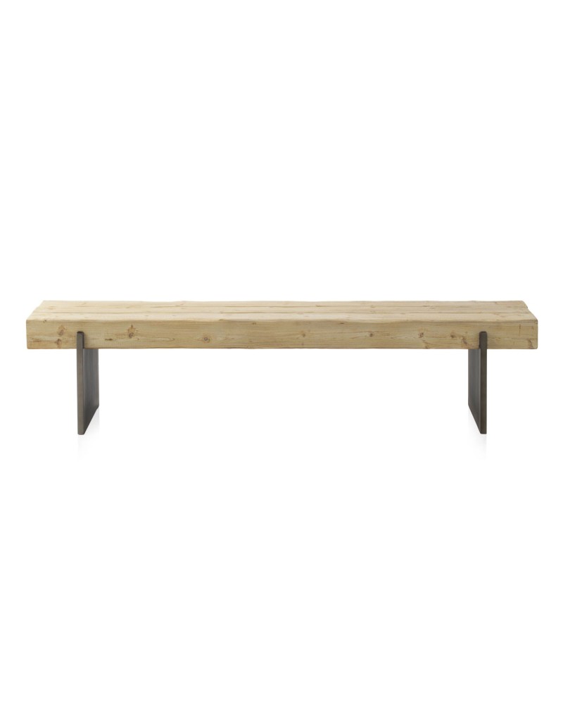 BANCO CHAPADO EN ABETO CON PATAS LACADAS EN COLOR METALICO Gabar