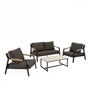 SET MUSCAT SOFA+SILLONES+MESA CENTRO NEGRO