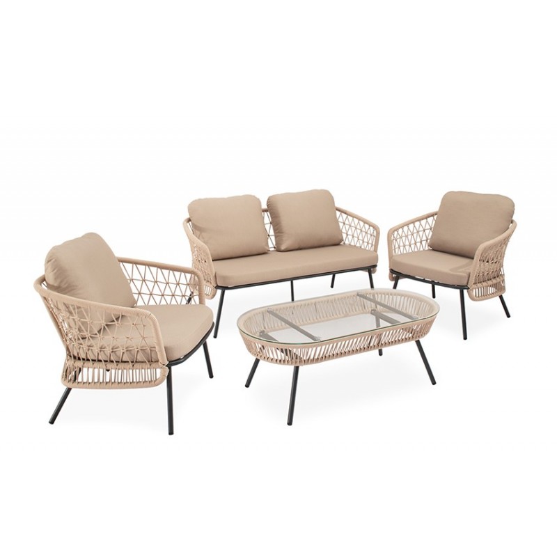 SET ODESA SOFA+SILLONES+MESA CENTRO BLANCO