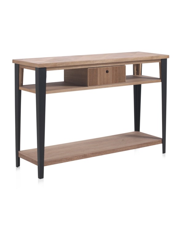 CONSOLA MADERA FRESNO CON CAJON Y PATAS METALICAS - Imagen 2