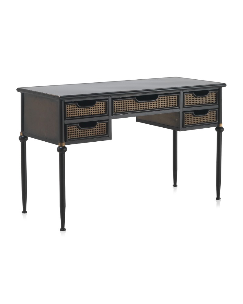 ESCRITORIO CAJONES EN BRONCE ESTRUCTURA METAL NEGRA Gabar