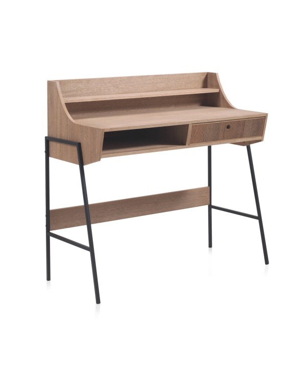 ESCRITORIO MADERA FRESNO CON CAJON Y PATAS METALICAS - Imagen 2