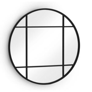 ESPEJO REDONDO DIAMETRO 80 ESTRUCTURA METAL NEGRA  Gabar
