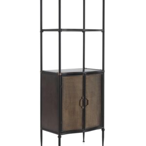 ESTANTE 2 PUERTAS EN BRONCE ESTRUCTURA METAL NEGRA  Gabar