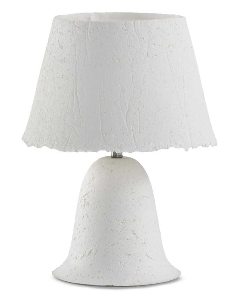 LAMPARA DE SOBREMESA CON BASE Y TULIPA DE PAPEL MACHE BLANCO HEC Gabar