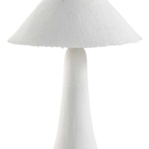 LAMPARA DE SOBREMESA CON BASE Y TULIPA DE PAPEL MACHE BLANCO HEC Gabar