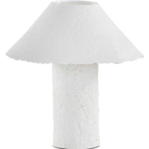 LAMPARA DE SOBREMESA CON BASE Y TULIPA DE PAPEL MACHE BLANCO HEC  Gabar