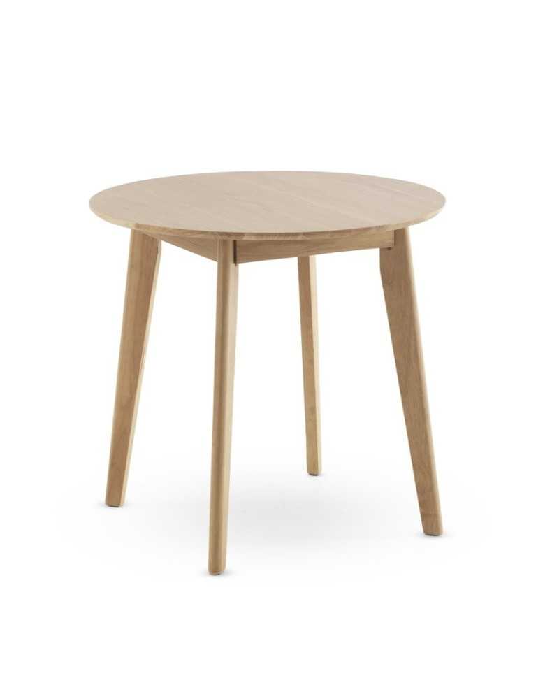 MESA 80 DIAMETRO PATAS MADERA DE HEVEA CON SOBRE CHAPADO EN ROBL Gabar