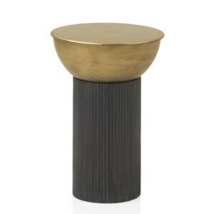 MESA COFRE AUXILIAR DE METAL DORADO Y NEGRO  Gabar