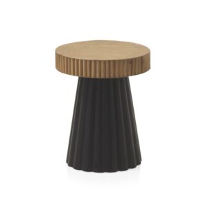 MESA AUXILIAR DE METAL NEGRO Y MADERA NATURAL  Gabar
